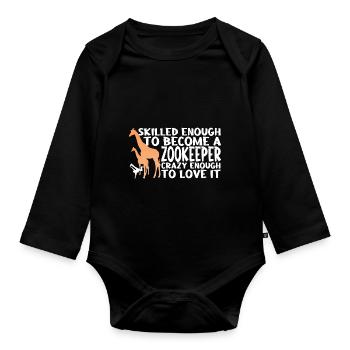 Animal Keeper Zookeeper Zookeeper Zoo - Organic Longsleeve Baby Bodysuit - black - Front