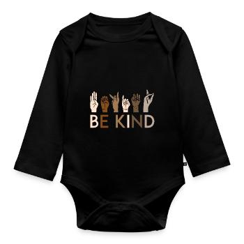 Be Kind American Sign Language ASL Teacher - Organic Longsleeve Baby Bodysuit - black - Front
