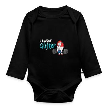 Unicorn Muscle Workout Fitness Training Sport - Organic Longsleeve Baby Bodysuit - black - Front