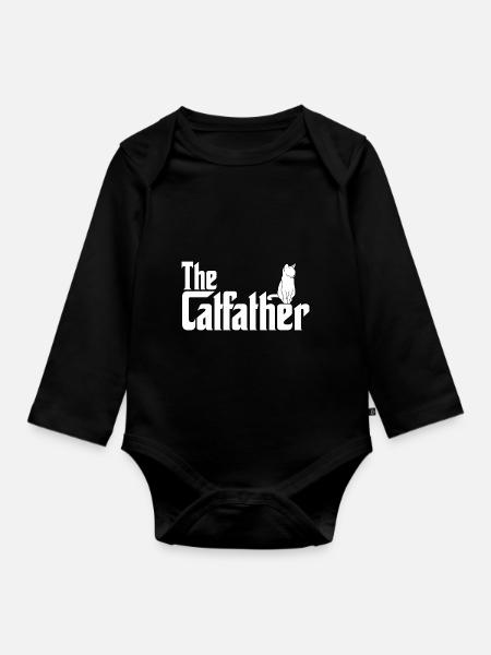 Lustiges Katzenbesitzer Katzen Papa Parodie Katze - Baby Bio-Langarm-Body - Schwarz
