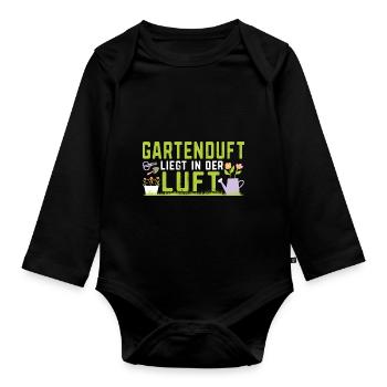 Kleingarten anfänger Gartenduft liegt in der Luft - Baby Bio-Langarm-Body - Schwarz - Vorne
