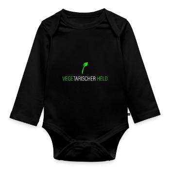 Héros végétarien - Body Bébé bio manches longues - noir - Devant