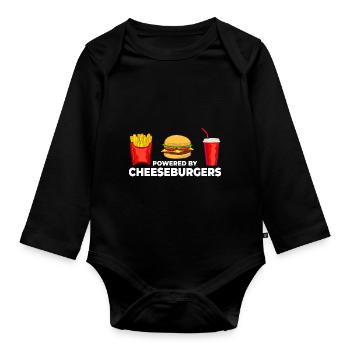 Cheeseburger Cheese Sandwich Hamburger - Organic Longsleeve Baby Bodysuit - black - Front