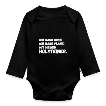Pferd Reitsport Reiten Pferdesport Holsteiner - Baby Bio-Langarm-Body - Schwarz - Vorne