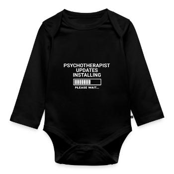 Psychotherapist Updates Installing Please Wait - Organic Longsleeve Baby Bodysuit - black - Front