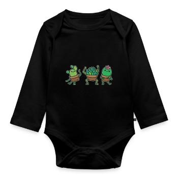 Cactus Graphic Gardener Horticulturist Gardening L - Baby Bio-Langarm-Body - Schwarz - Vorne