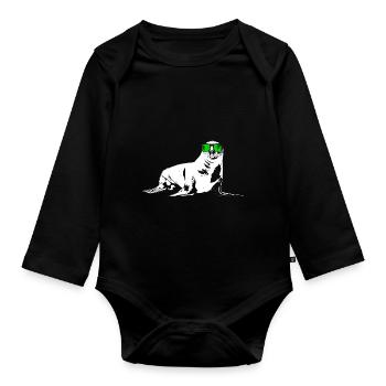 Seelöwe Ozean Naturfans Sonnenbrille Meer Tierlieb - Baby Bio-Langarm-Body - Schwarz - Vorne