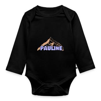 Drôle pour Pauline Idée cadeau Fun - Body Bébé bio manches longues - noir - Devant