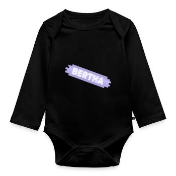 First name for Bertha Mother Infant - Organic Longsleeve Baby Bodysuit - black - Front
