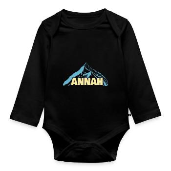 Geschenk für Annah - Baby Bio-Langarm-Body - Schwarz - Vorne