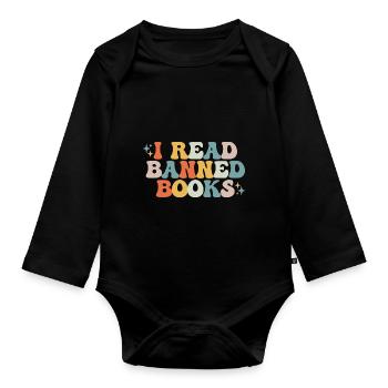 I Read Banned Books - Organic Longsleeve Baby Bodysuit - black - Front
