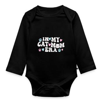 In my cat mother era for cat mommies - Organic Longsleeve Baby Bodysuit - black - Front