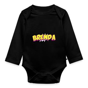 Brenda Nom personnalisé Style bande dessinée Pop Art, - Body Bébé bio manches longues - noir - Devant