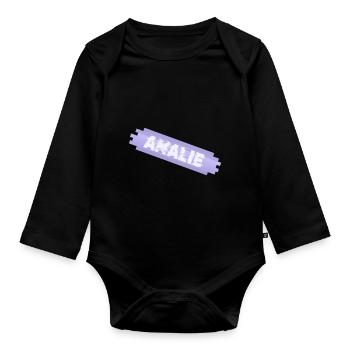 Prénom Amalie - Body Bébé bio manches longues - noir - Devant