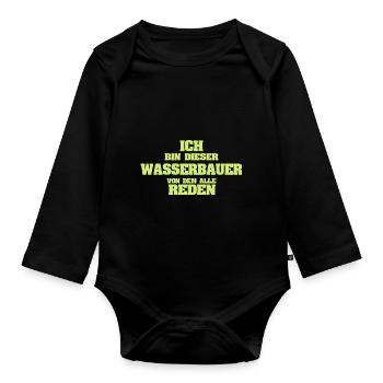 Hydraulic engineer as a profession - Organic Longsleeve Baby Bodysuit - black - Front