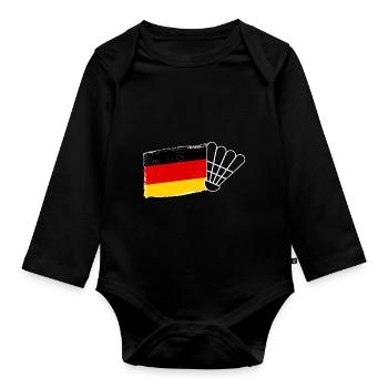 Badminton Drapeau allemand Badminton - Body Bébé bio manches longues - noir - Devant