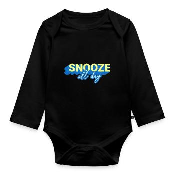 Snooze toute la journée - Body Bébé bio manches longues - noir - Devant