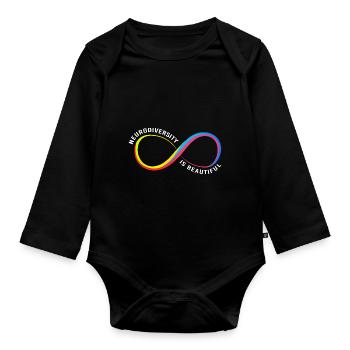 Autismus Gehirn Autist Asperger Neurodiversity - Baby Bio-Langarm-Body - Schwarz - Vorne