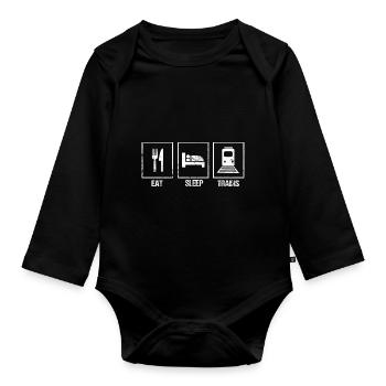 Railway model railway train driver Railway operator - Organic Longsleeve Baby Bodysuit - black - Front