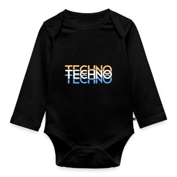 Techno - Body Bébé bio manches longues - noir - Devant