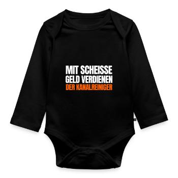 Kanalreiniger Abwasserspezialist Rohrreiniger - Baby Bio-Langarm-Body - Schwarz - Vorne