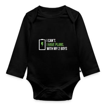 Mutter von 2 Jungen Design für eine Mutter von 2 - Baby Bio-Langarm-Body - Schwarz - Vorne