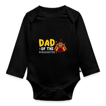 Circus Birthday Party Papa Theme Ringmaster - Organic Longsleeve Baby Bodysuit - black - Front