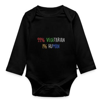 99% vegetarisch 1% menschlich - Baby Bio-Langarm-Body - Schwarz - Vorne
