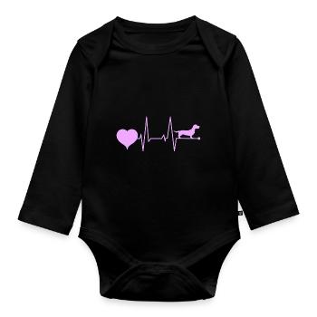 Dachshund Rauhaardackel Mama Herzschlag Pink - Baby Bio-Langarm-Body - Schwarz - Vorne