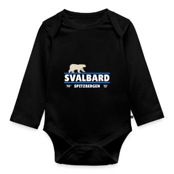 Svalbard Spitsbergen Norway coordinates Polar Bear - Organic Longsleeve Baby Bodysuit - black - Front