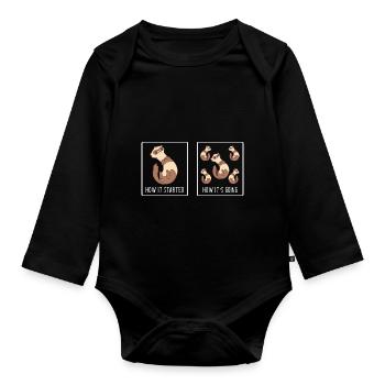 Comment ça a commencé Comment ça va drôle Mignonne belette Fe - Body Bébé bio manches longues - noir - Devant