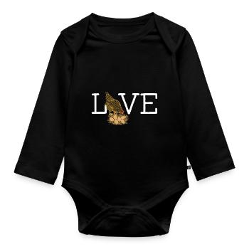 Love Chickens Love Slogan Chicken Nest Eggs Saying - Organic Longsleeve Baby Bodysuit - black - Front