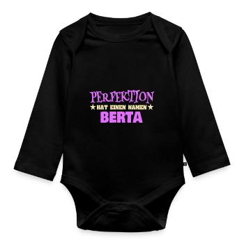 Geschenk für Berta - Baby Bio-Langarm-Body - Schwarz - Vorne