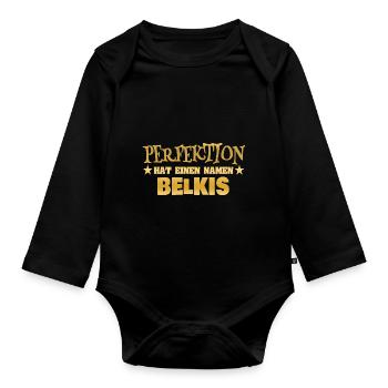 Belkis als Frauenname - Baby Bio-Langarm-Body - Schwarz - Vorne