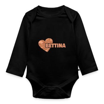 Vorname Bettina - Baby Bio-Langarm-Body - Schwarz - Vorne