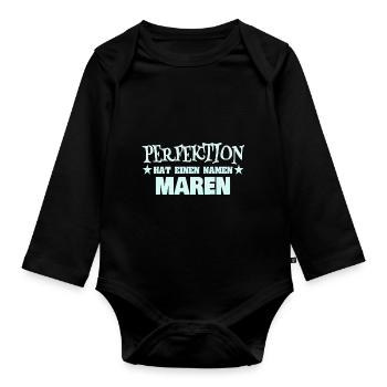 Maren als Frauenname - Baby Bio-Langarm-Body - Schwarz - Vorne