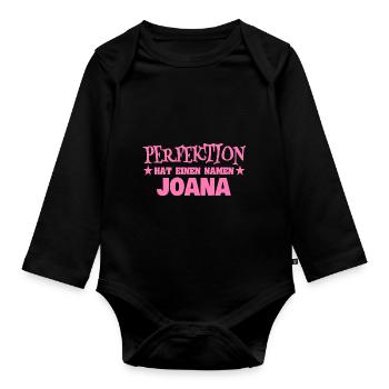 Frauenname Joana - Baby Bio-Langarm-Body - Schwarz - Vorne