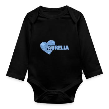 Aurelia as Mom - Organic Longsleeve Baby Bodysuit - black - Front