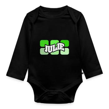 Prénom Julie - Body Bébé bio manches longues - noir - Devant