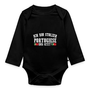 Portuguese Portugal - Organic Longsleeve Baby Bodysuit - black - Front