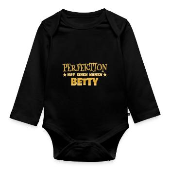 Nom de la femme Betty - Body Bébé bio manches longues - noir - Devant