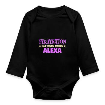 Woman's name Alexa - Organic Longsleeve Baby Bodysuit - black - Front