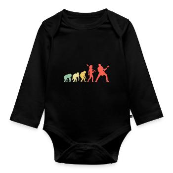 Evolution Bassist Bass Player Musician - Organic Longsleeve Baby Bodysuit - black - Front