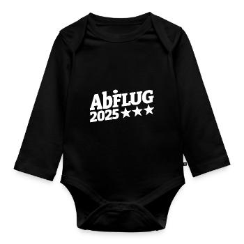 ABiFLUG 2025 - Abflug - Abitur - Wortspiel - Baby Bio-Langarm-Body - Schwarz - Vorne
