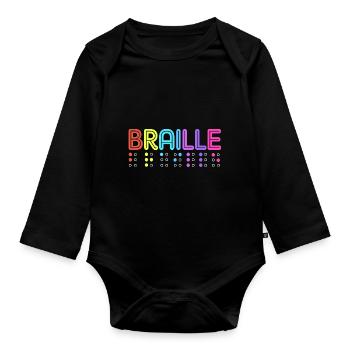 Blindenschrift Braille Blind - Baby Bio-Langarm-Body - Schwarz - Vorne
