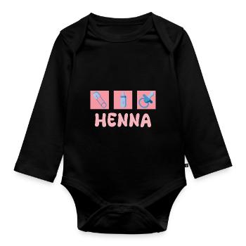 Pacifier Henna - Organic Longsleeve Baby Bodysuit - black - Front