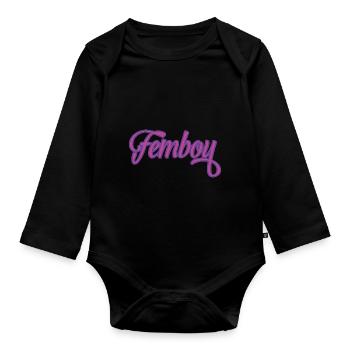 Femboy Logo Cross Dressing Motif Gift Feminine - Organic Longsleeve Baby Bodysuit - black - Front