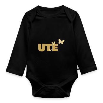 Schmetterlinge für Ute - Baby Bio-Langarm-Body - Schwarz - Vorne