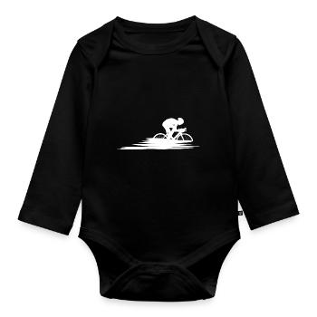 Cycling Road Bike Bicycle Gravel Time Trial Bike - Organic Longsleeve Baby Bodysuit - black - Front