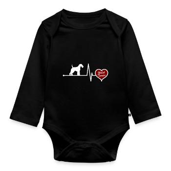 Welsh Terrier Hund Mom Herzschlag Lustig - Baby Bio-Langarm-Body - Schwarz - Vorne